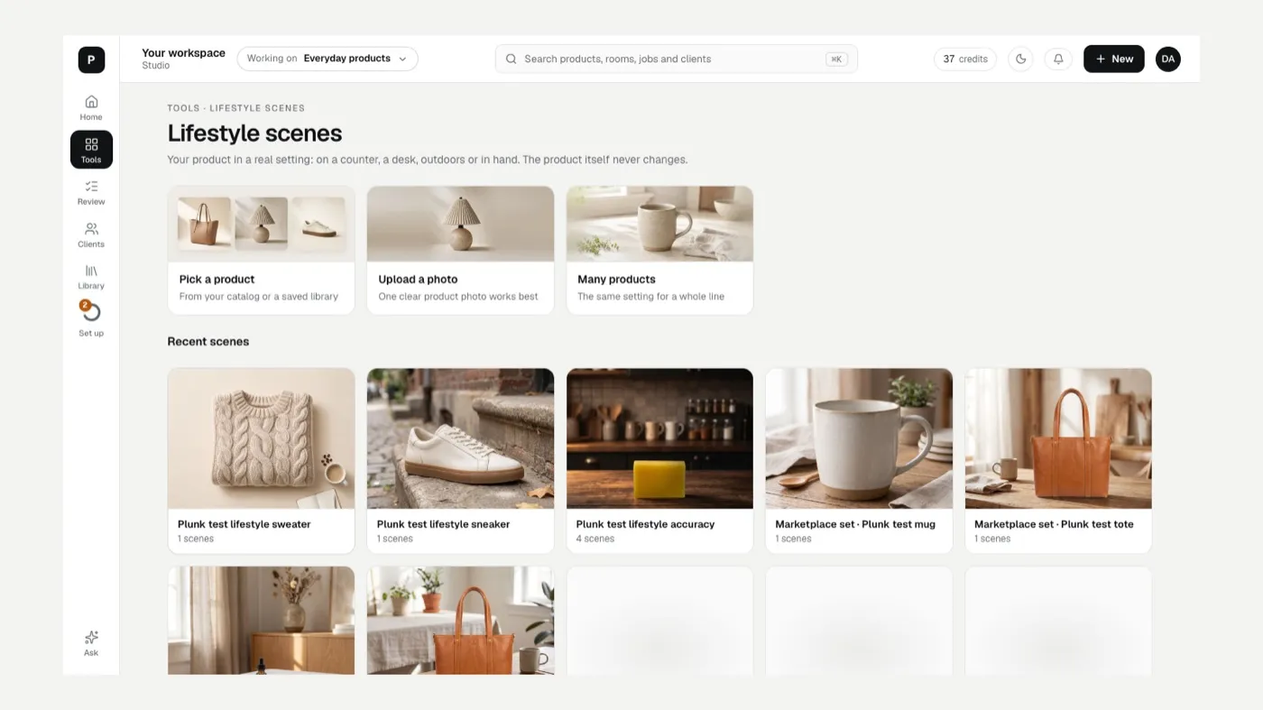 The Lifestyle scenes start screen with recent scenes