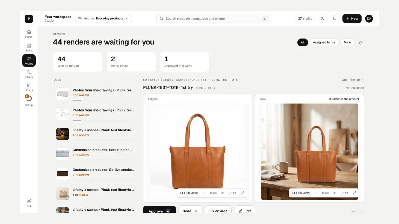 A marketplace lifestyle image under review
